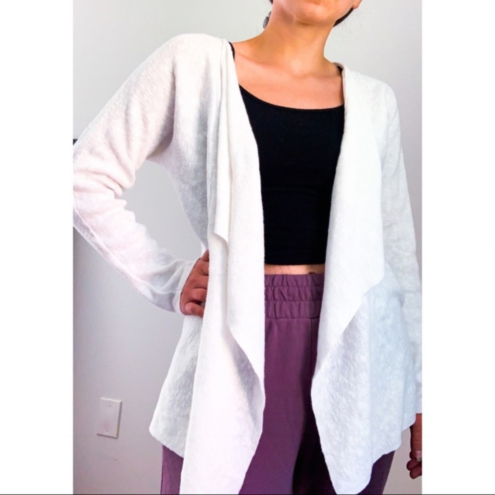 Eileen Fisher White Linen Cardigan